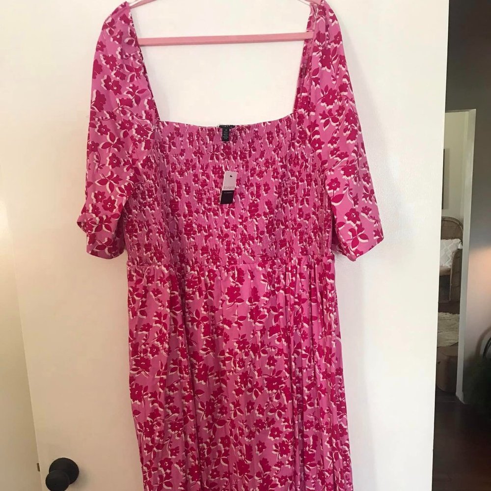ELOQUII Elements Women's Plus Size Floral Print Fit N' Flare Dress BNWT Size 26